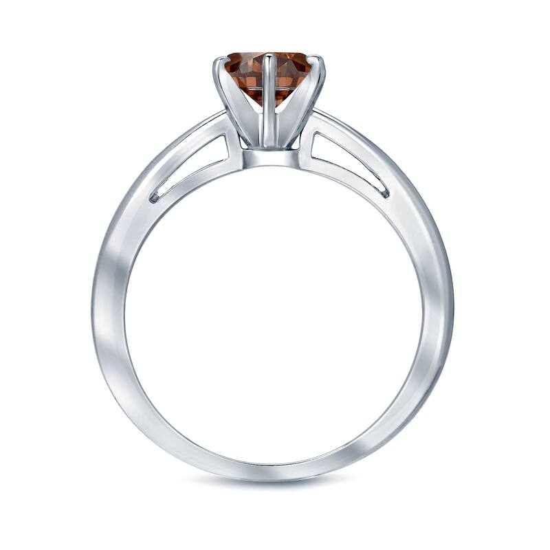 Auriya 1ctw 6 Prong Round Solitaire Brown Diamond Ring 14k Gold
