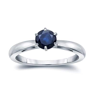 Auriya 14k Gold Blue Sapphire Solitaire Engagement Ring 1/4ct TGW