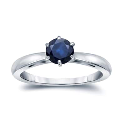Auriya 14k Gold Blue Sapphire Solitaire Engagement Ring 1/3ct TGW