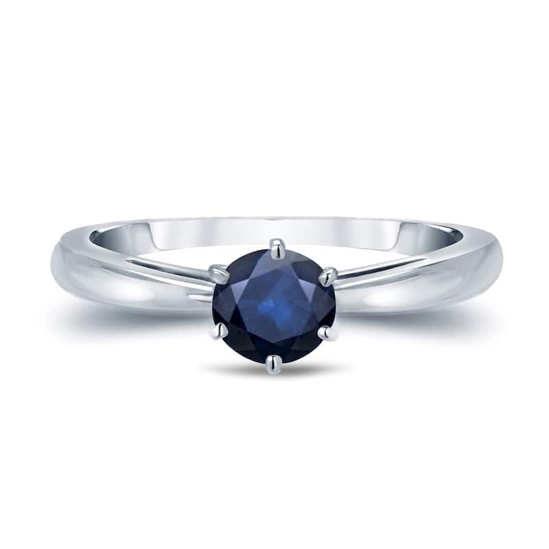 Auriya 14k Gold Blue Sapphire Solitaire Engagement Ring 1/3ct TGW