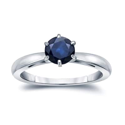 Auriya 14k Gold Blue Sapphire Solitaire Engagement Ring 3/4ct TGW