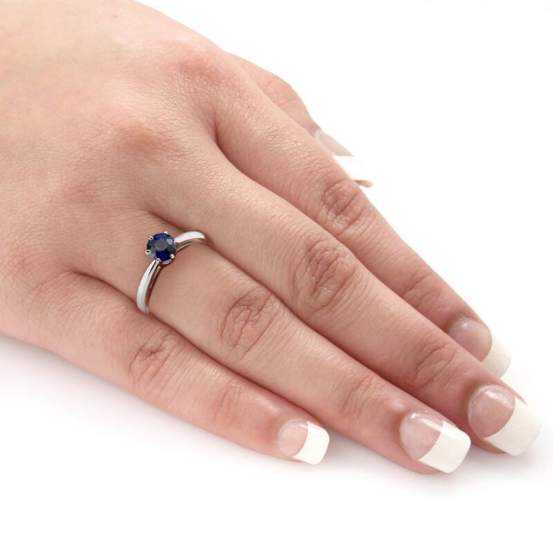 Auriya 14k Gold Blue Sapphire Solitaire Engagement Ring 3/4ct TGW