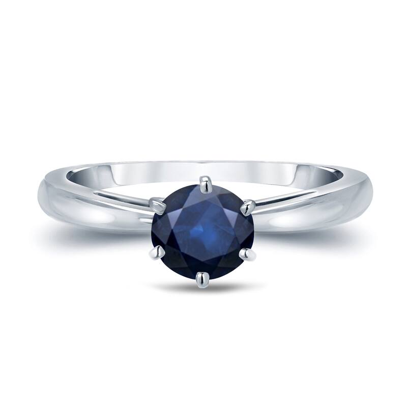 Auriya 14k Gold Blue Sapphire Solitaire Engagement Ring 1ct TGW