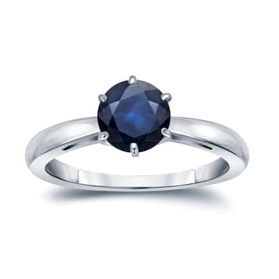 Auriya 14k Gold Blue Sapphire Solitaire Engagement Ring 1 1/2ct TGW
