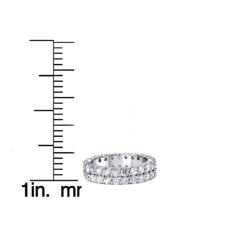 14k White Gold 3ct Diamond Eternity Double Row Womens Wedding Ring