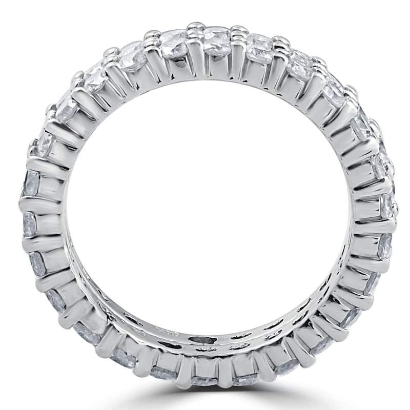 14k White Gold 3ct Diamond Eternity Double Row Womens Wedding Ring