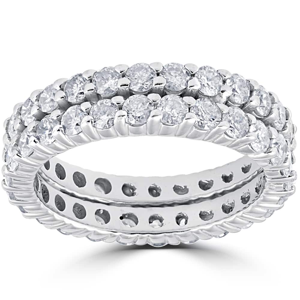 Bliss Diamond 14k White Gold 3ct Diamond Eternity Double Row Womens Wedding Ring