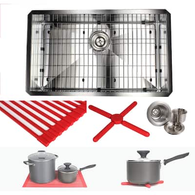 30-inch Stainless Steel Zero Radius Single Bowl 16-gauge Undermount Kitchen Sink