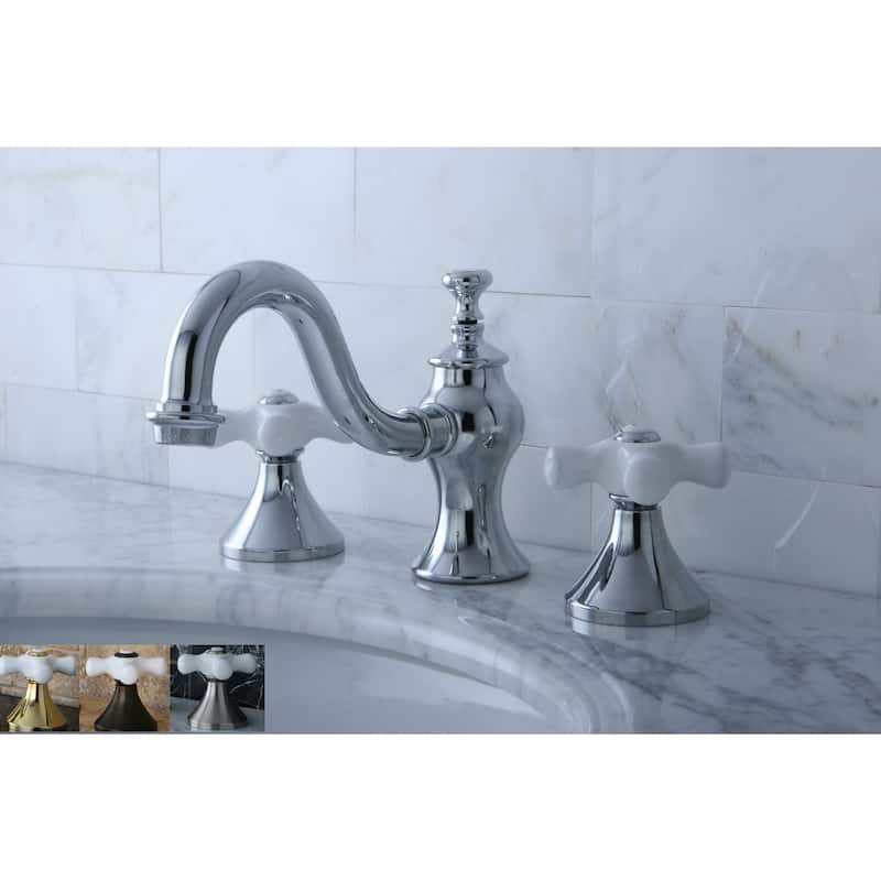 Kingston Brass Victorian Porcelain Cross Widespread Bathroom Faucet