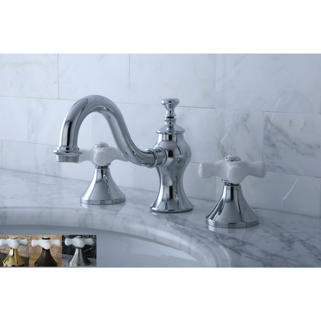 Kingston Brass Victorian Porcelain Cross Widespread Bathroom Faucet