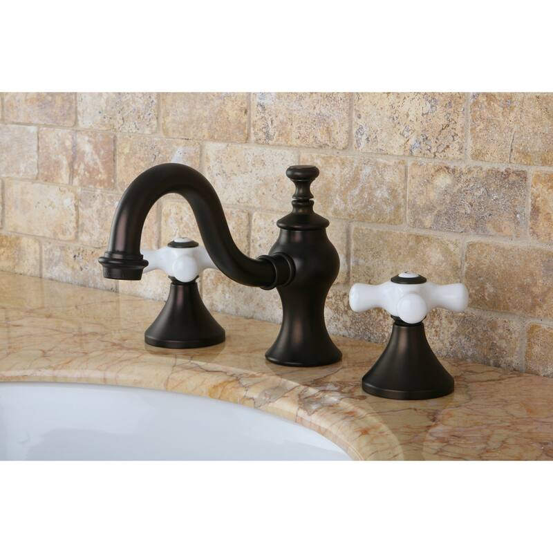 Kingston Brass Victorian Porcelain Cross Widespread Bathroom Faucet