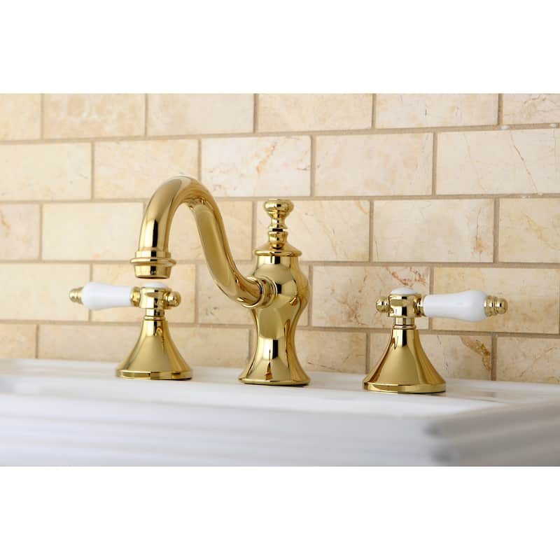 Kingston Brass Victorian Porcelain Widespread Bathroom Faucet - Polished brass