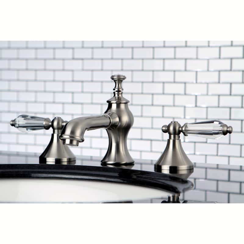 Kingston Brass Crystal Widespread Bathroom Faucet - satin nickel