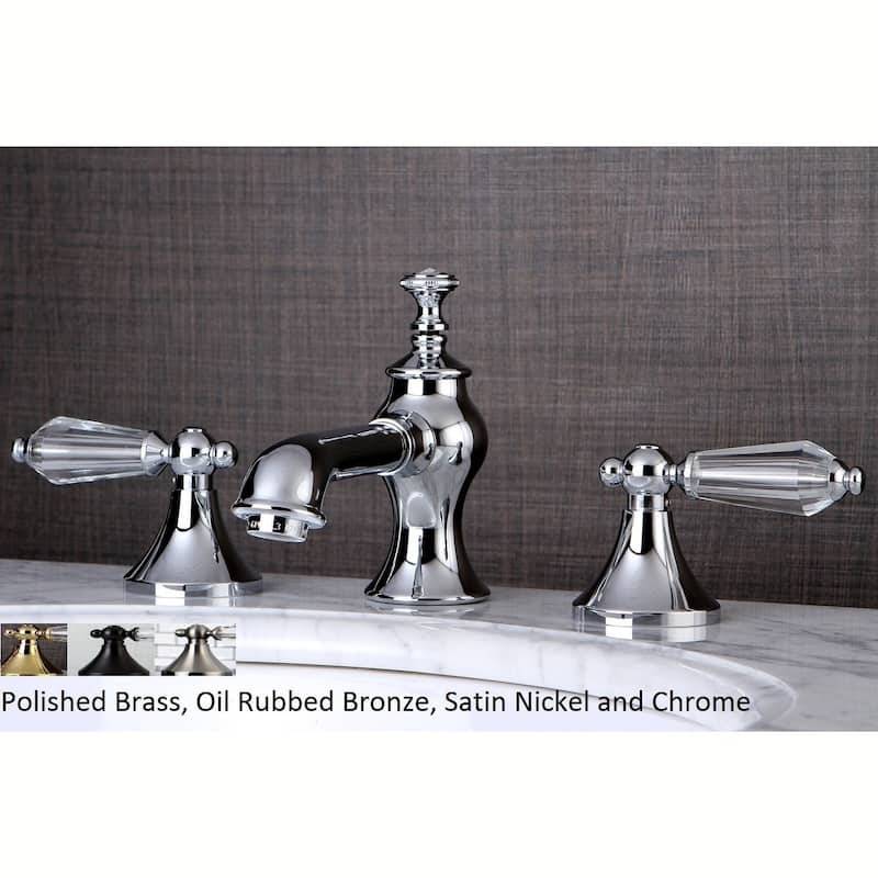 Kingston Brass Crystal Widespread Bathroom Faucet - Polished chrome