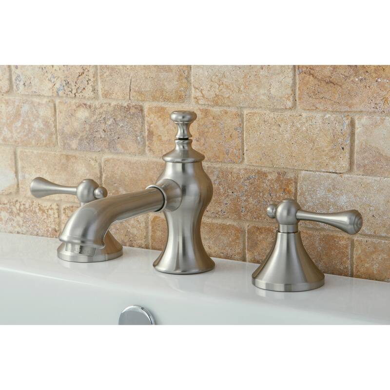 Country Lever Widespread Bathroom Faucet - satin nickel