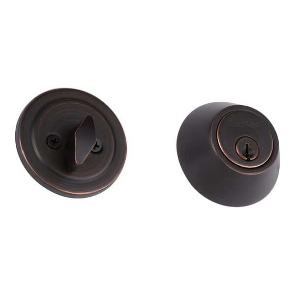 slide 1 of 4, Sure-Loc Brass Single Cylinder Deadbolt