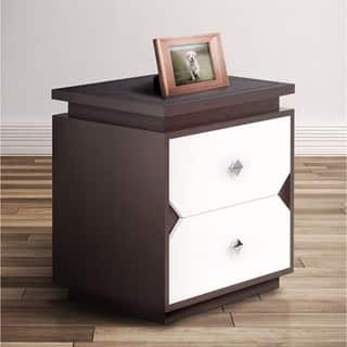 Tarris Contemporary Walnut 20-inch 2-Drawer Side Table by Furniture of America