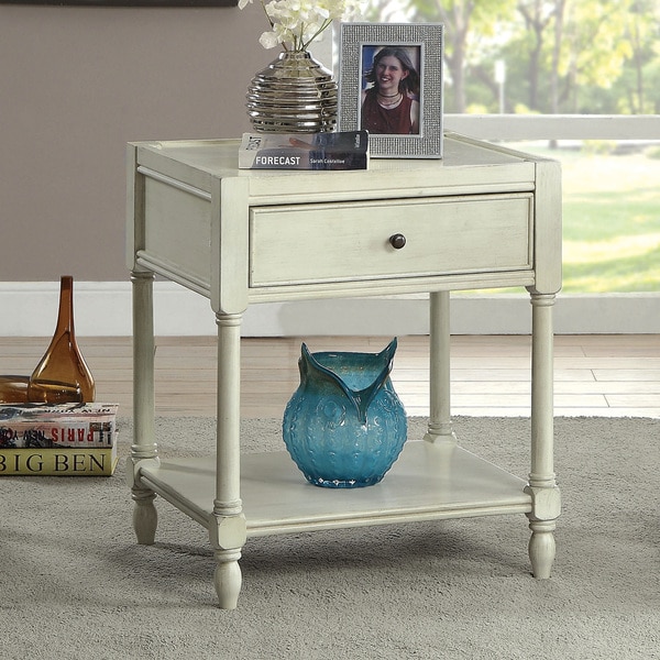 Furniture of America Madelle III Vintage Style Storage End Table/Nightstand