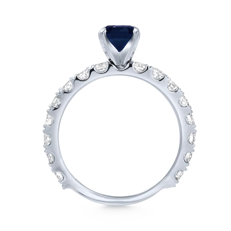 Auriya Classic 3/4ct Blue Sapphire and 1ctw Diamond Engagement Ring Platinum