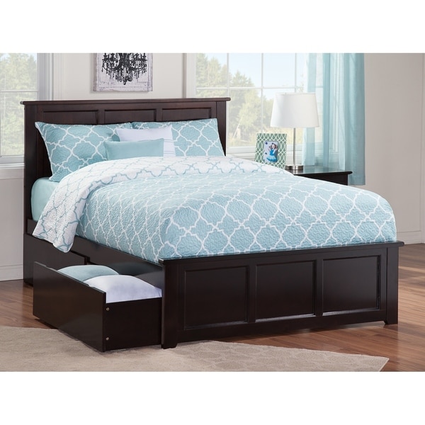 Madison Full Platform Bed with Matching Foot Board with 2 Urban Bed Drawers in Espresso