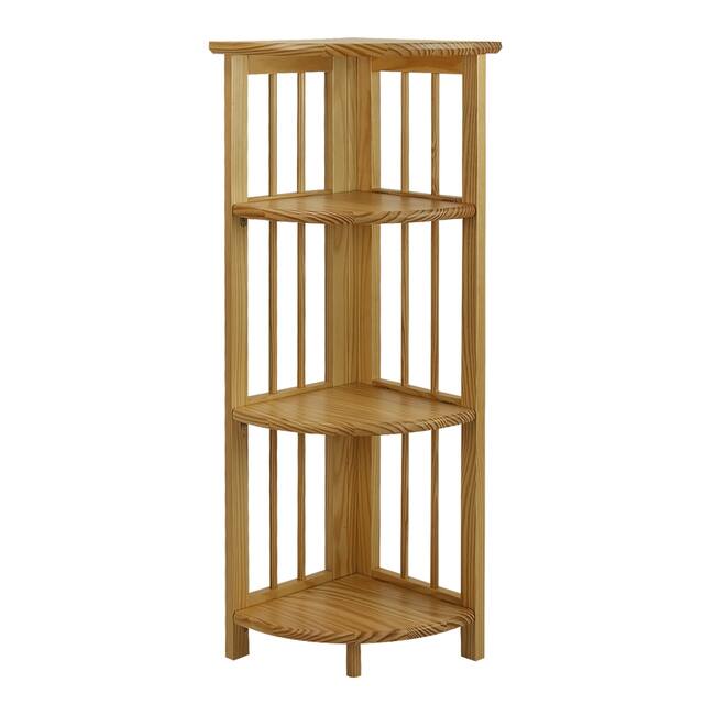 Mission 4-shelf Corner Folding Wood Bookcase
