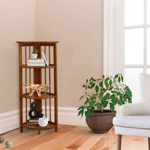 Mission 4-shelf Corner Folding Wood Bookcase