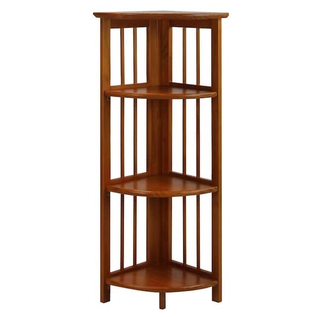 Mission 4-shelf Corner Folding Wood Bookcase