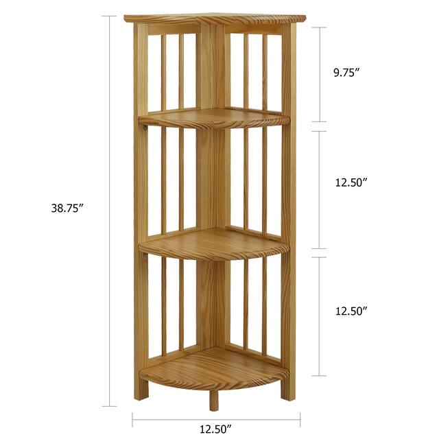 Mission 4-shelf Corner Folding Wood Bookcase