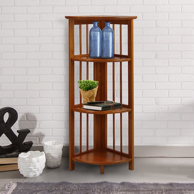 Mission 4-shelf Corner Folding Wood Bookcase