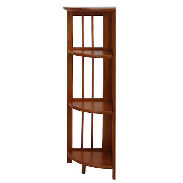 Mission 4-shelf Corner Folding Wood Bookcase