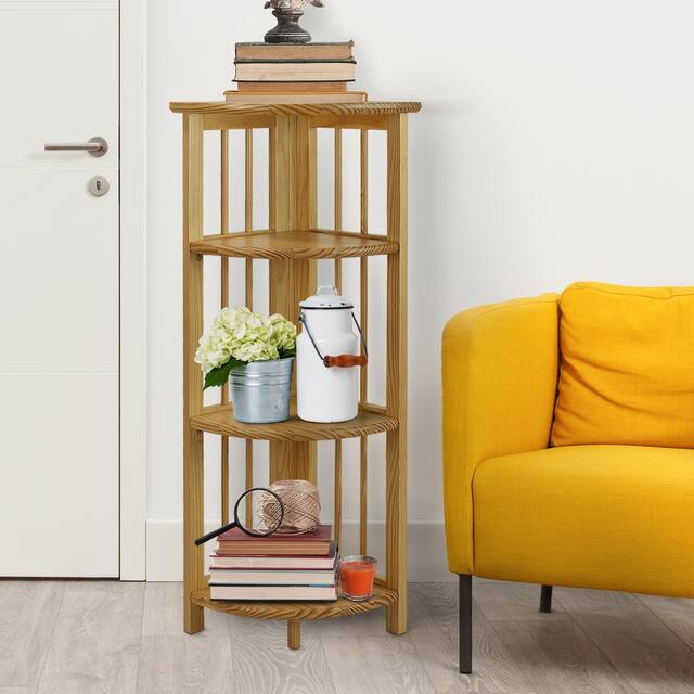 Mission 4-shelf Corner Folding Wood Bookcase