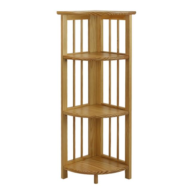 Mission 4-shelf Corner Folding Wood Bookcase - Natural Finish - Natural