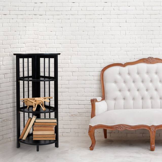 Mission 4-shelf Corner Folding Wood Bookcase