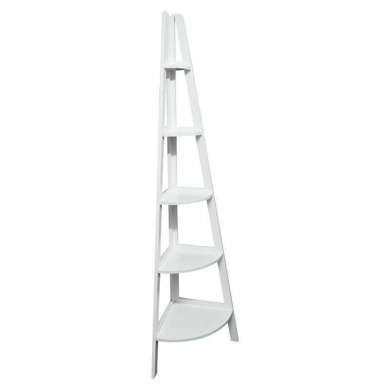 5-Shelf Corner Ladder Espresso Bookcase