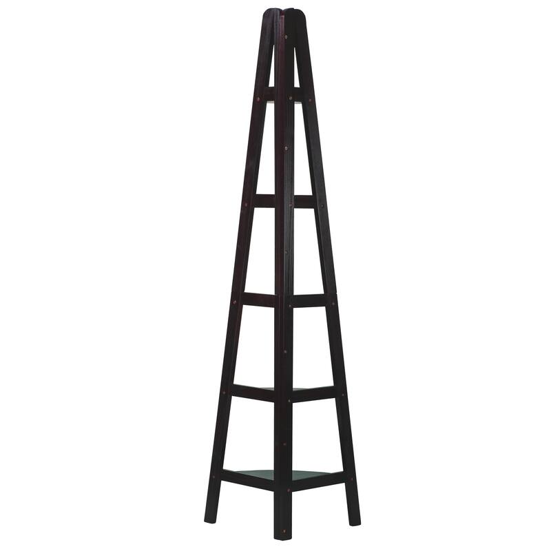 5-Shelf Corner Ladder Espresso Bookcase
