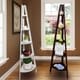 5-Shelf Corner Ladder Espresso Bookcase - Thumbnail 6