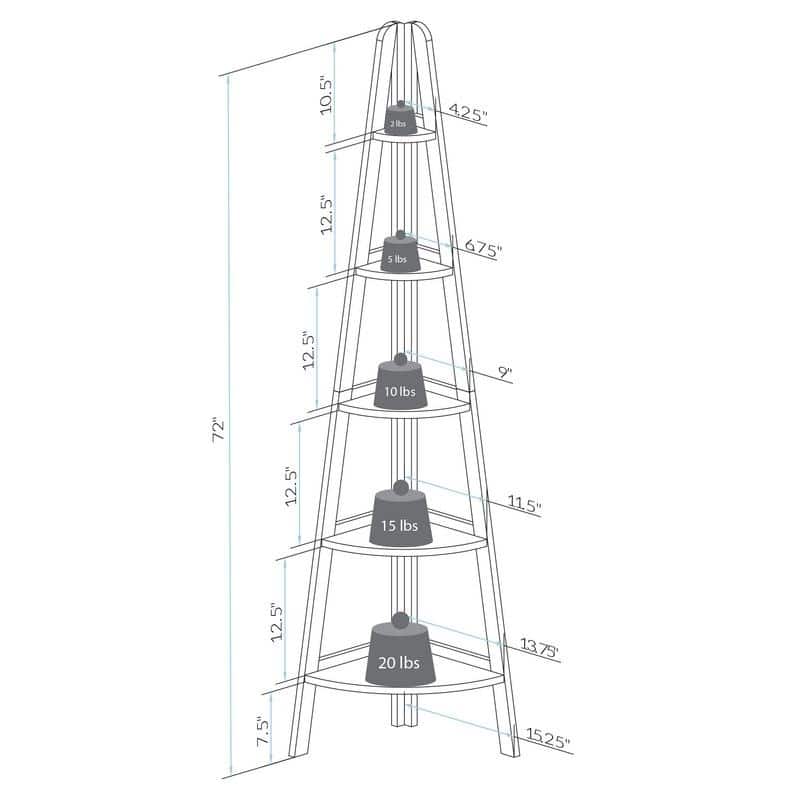 5-Shelf Corner Ladder Espresso Bookcase