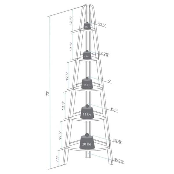 5Shelf Corner Ladder Espresso Bookcase Bed Bath & Beyond 13370503