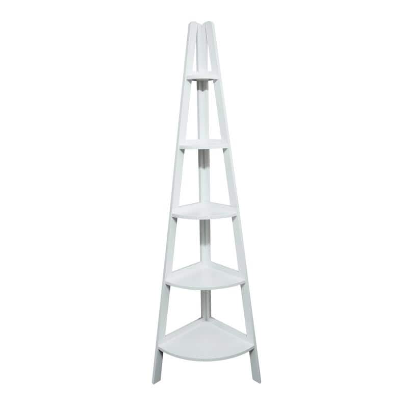 5-Shelf Corner Ladder Espresso Bookcase
