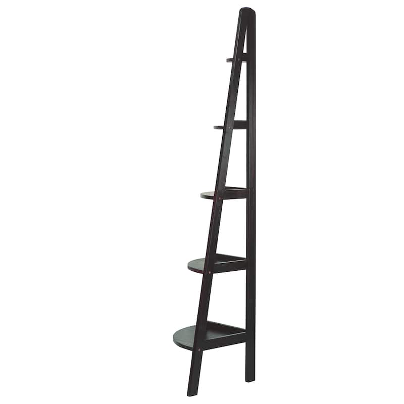 5-Shelf Corner Ladder Espresso Bookcase
