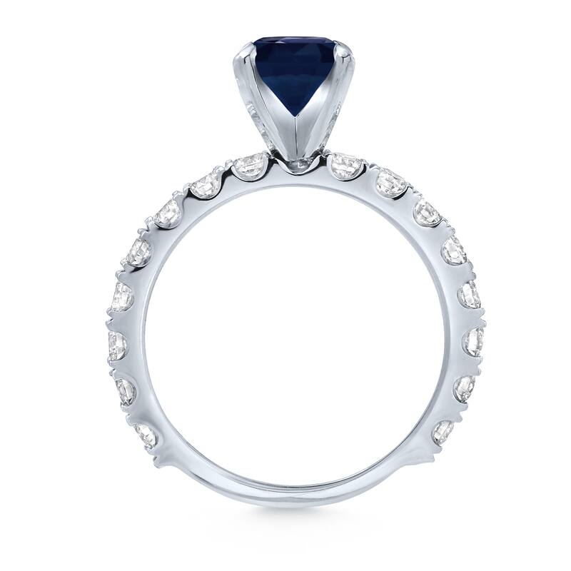 Auriya Platinum 1 1/2 Cushion Blue Sapphire and 1ctw Diamond Engagement Ring