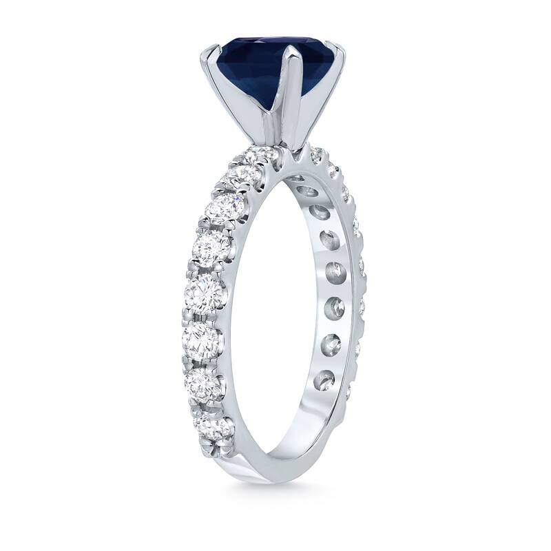 Auriya Platinum 1 1/2 Cushion Blue Sapphire and 1ctw Diamond Engagement Ring