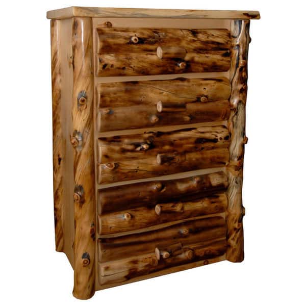 Shop Rustic Aspen Log 5 Drawer Dresser Overstock 13370577