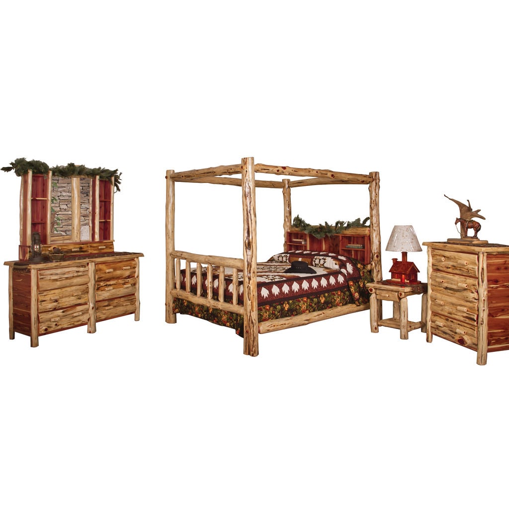 5pc Torched Log Bedroom Suite King Midwest Log Furniture Furniture Bedroom Sets