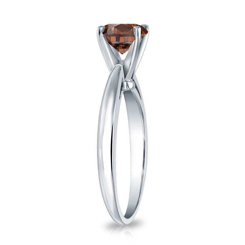 Auriya 1/3cttw Round Solitaire Brown Diamond Ring 14k Gold