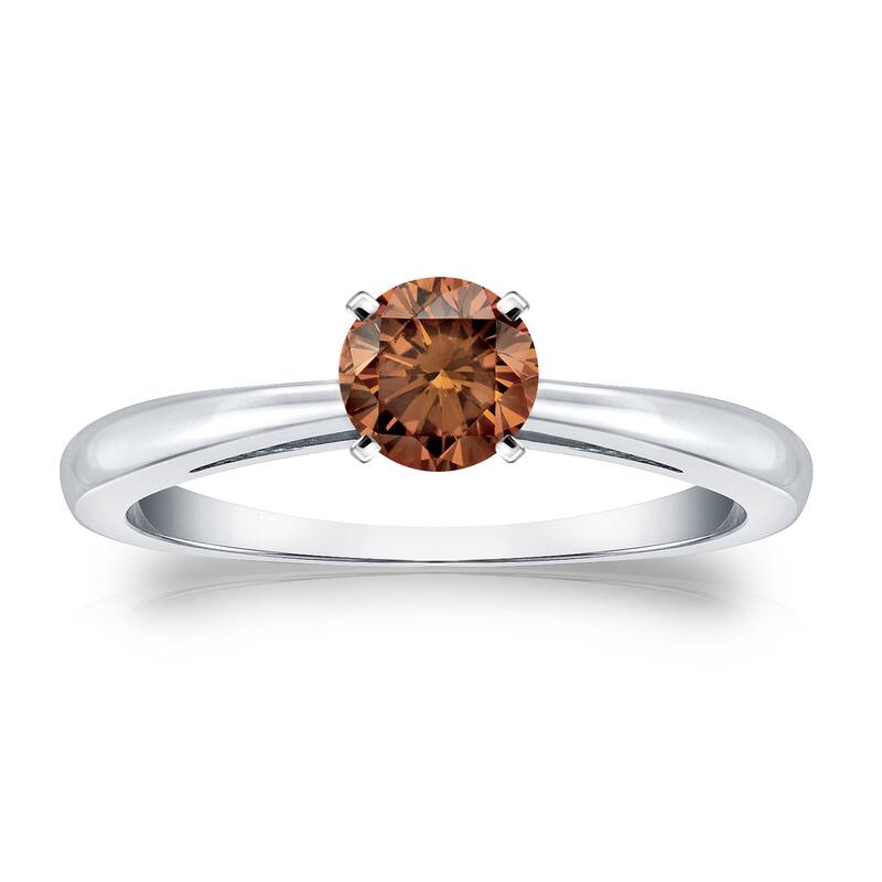 Auriya 1/3cttw Round Solitaire Brown Diamond Ring 14k Gold