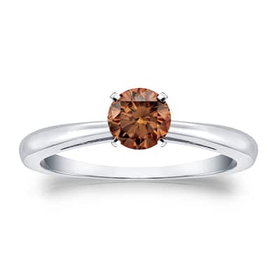 Auriya 1/3cttw Round Solitaire Brown Diamond Ring 14k Gold