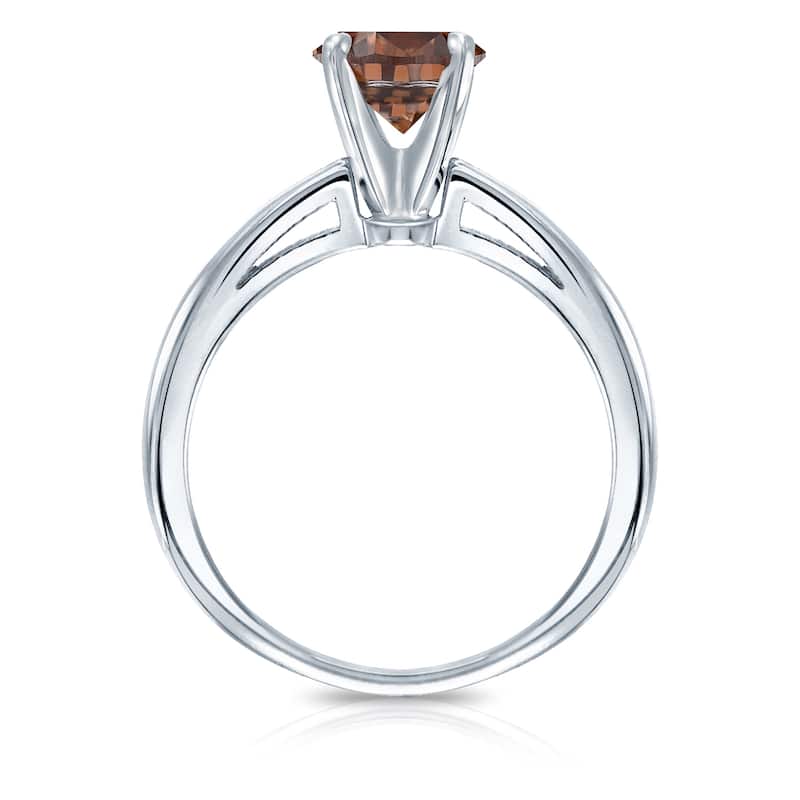 Auriya 1/3cttw Round Solitaire Brown Diamond Ring 14k Gold