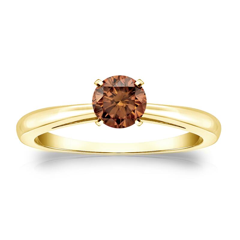 Auriya 1/3cttw Round Solitaire Brown Diamond Ring 14k Gold