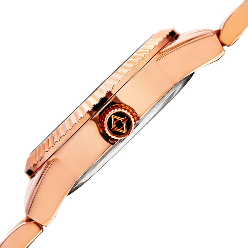 Akribos XXIV Women's Quartz Diamond Date Stainless Steel Rose-Tone Bracelet Watch